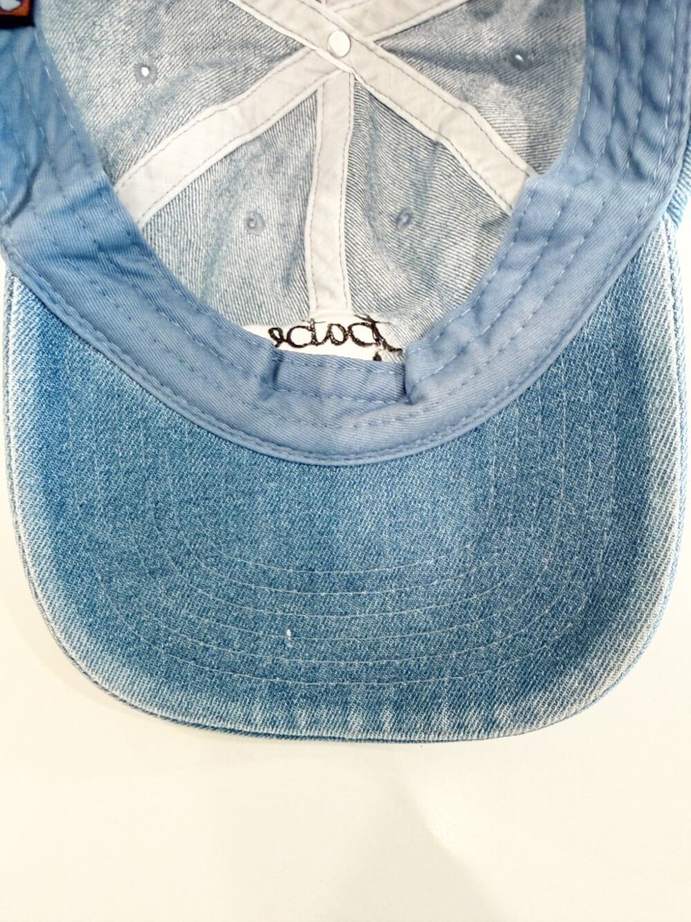 Babe Eyelashes Slideback Denim Hat Blue OSFA Cotton Embroidered Newhattan - Picture 4 of 8